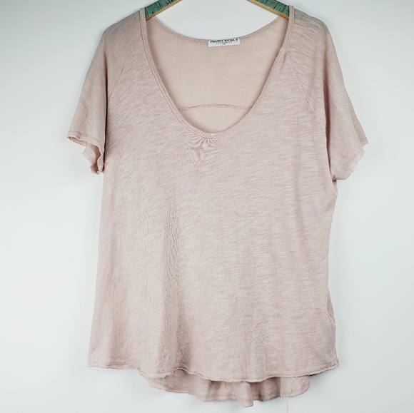Project Social T Soft Pink Raw Hem Soft Tee Sz Sm - Picture 2 of 10